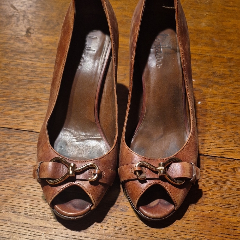 Elegant Brown Peep-Toe Heels